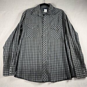 Wrangler Black & Gray Plaid Long-Sleeve Western Shirt